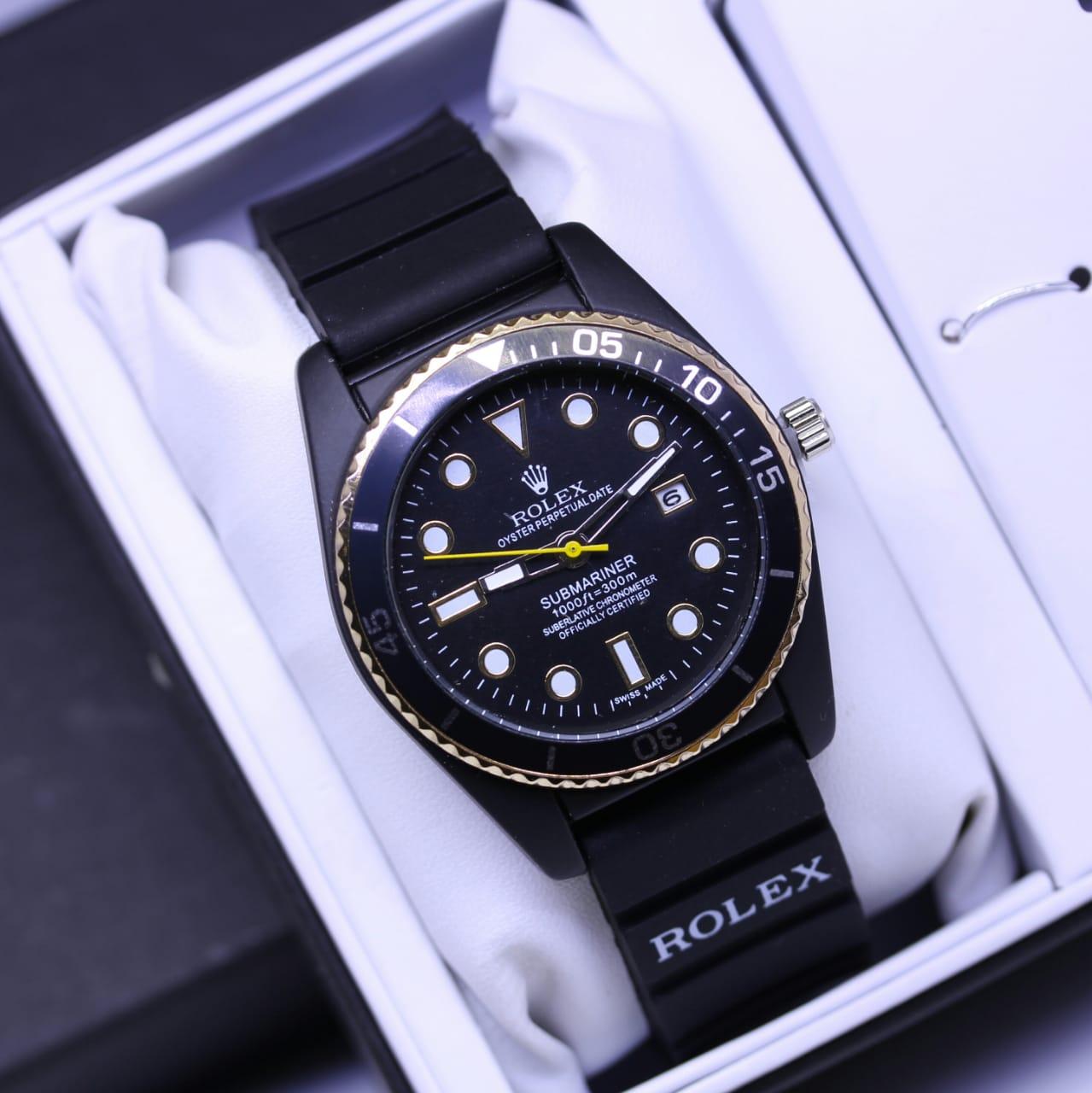 JAM TANGAN FASHION WANITA ROLEX NEW ,STRAP RUBBER BLACK