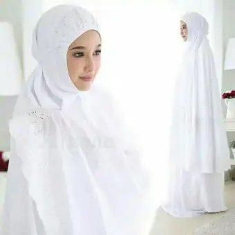 Mukena Dewasa Voil Kombi Renda Import Polos Putih Dan Warna Warna Pastel Semi Jumbo Murah Cantik Pink