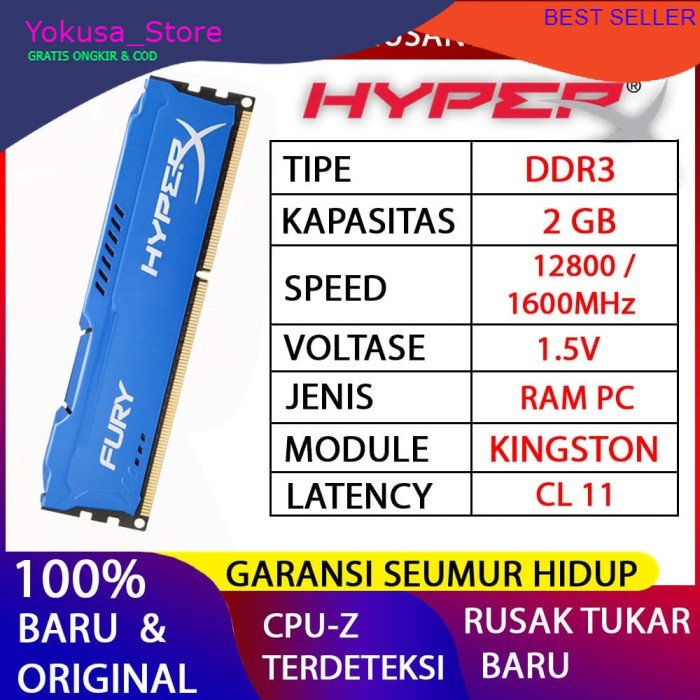 Kingston Ddr3 Speed RAM KINGSTON HYPERX FURY GAMING DDR3 2GB