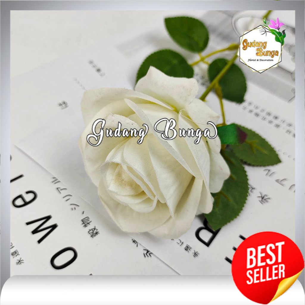 Rose Bludru Panjang Tangkai 50cm Bunga Mawar Imitasi kain artificial