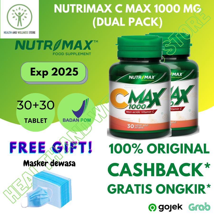 NUTRIMAX C MAX 1000 MG 30 TABLET VITAMIN C VIT C 2 BOTOL IMUN TUBUH