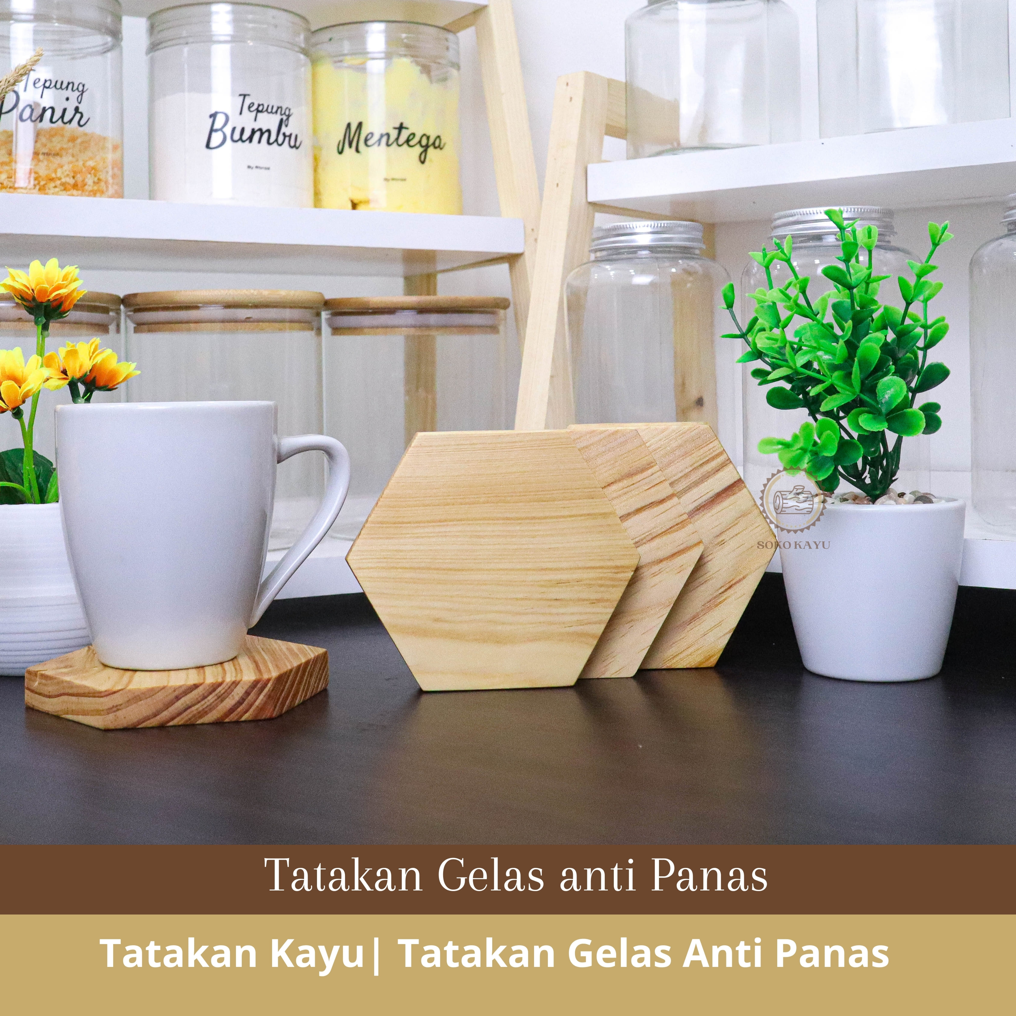 Tatakan Gelas Kayu Anti panas Tatakan Cangkir Alas Gelas Kayu tatakan