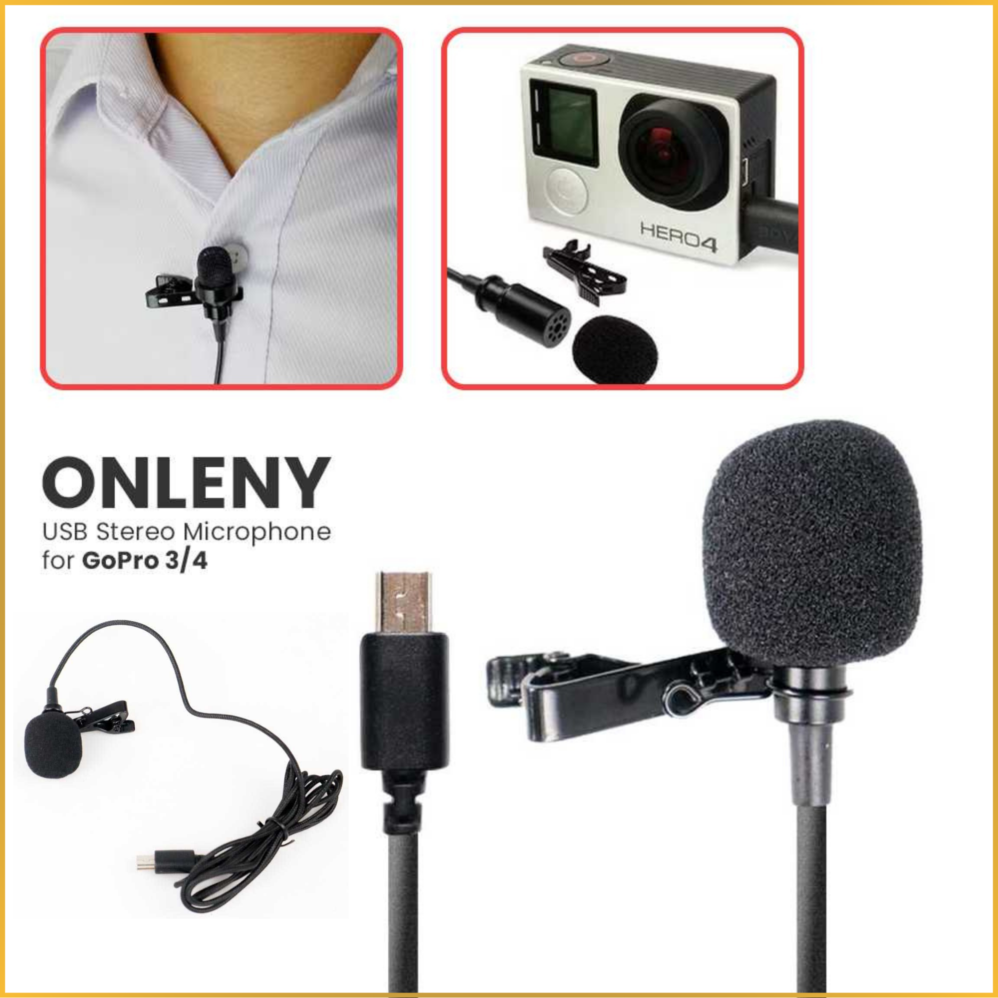 PROMO ONLENY USB Stereo Microphone for GoPro 3/4 mic gopro vlog hero 4