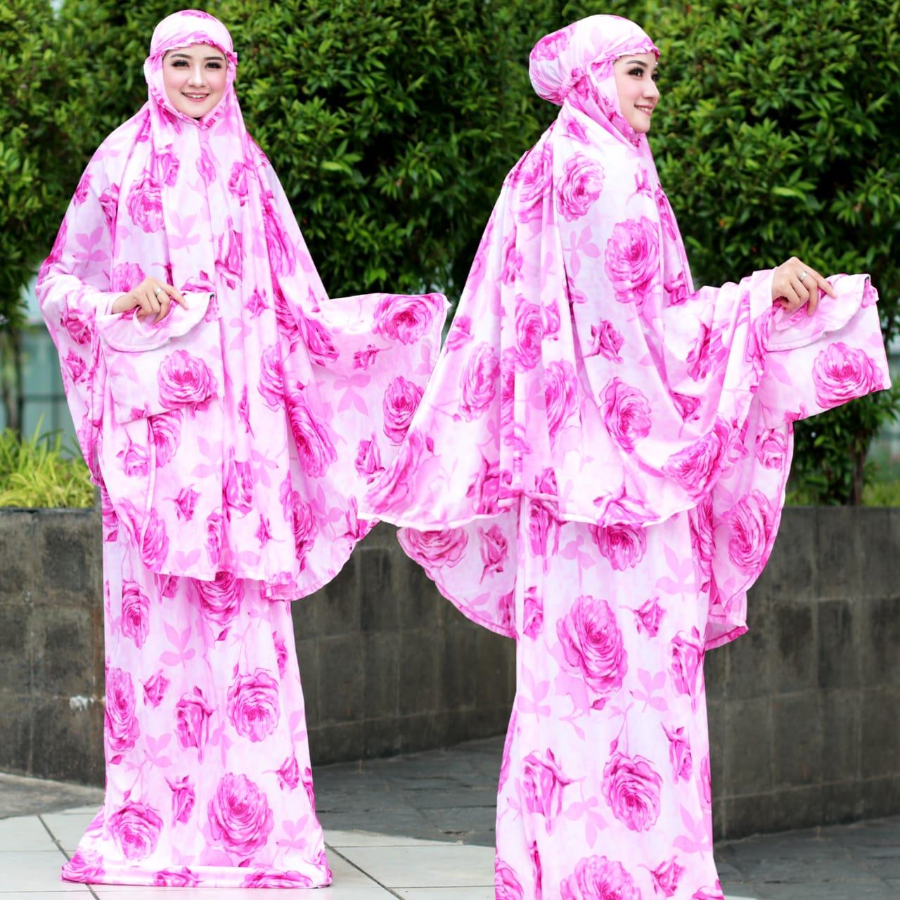 COD bisa bayar di tempat Alghani al ghani mukena dewasa flower blue dan pink sifon silk travel
