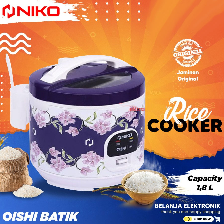 Rice Cooker Niko OISHI Batik 1,8 LIter Dan 1.2 Liter Niko OISHI Batik Magic Com 3in1 Tutup Kaca