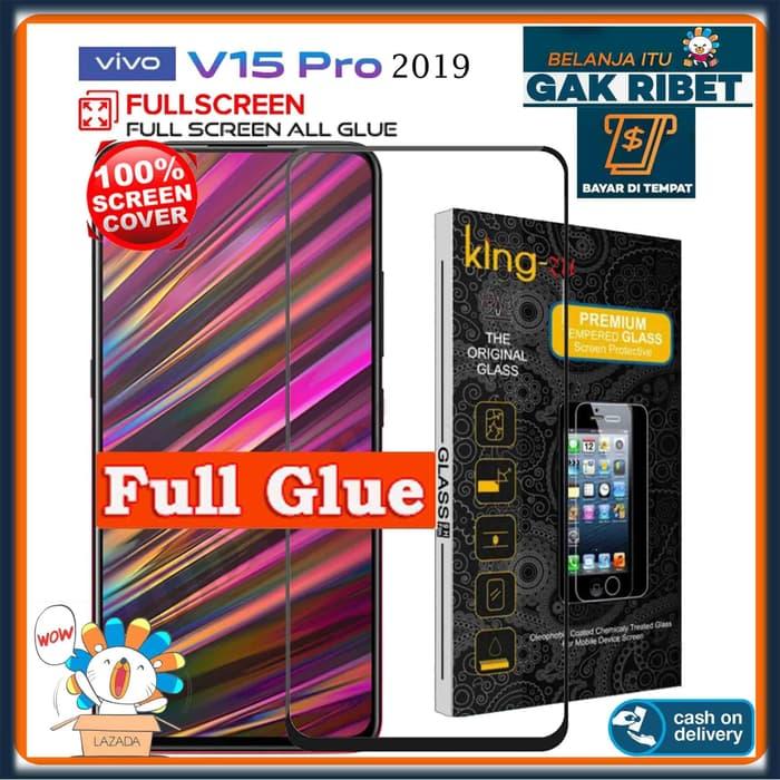2019 VIVO V15 PRO King Zu FULL LEM (COD) Tempered Glass VIVO V15 PRO 2019 Screen Protector Glass VIVO V15 PRO 2019 V 15 PRO VIVO V15 PRO V15PRO 2019 Full Cover Glass-HITAM Bayar Di Tempat