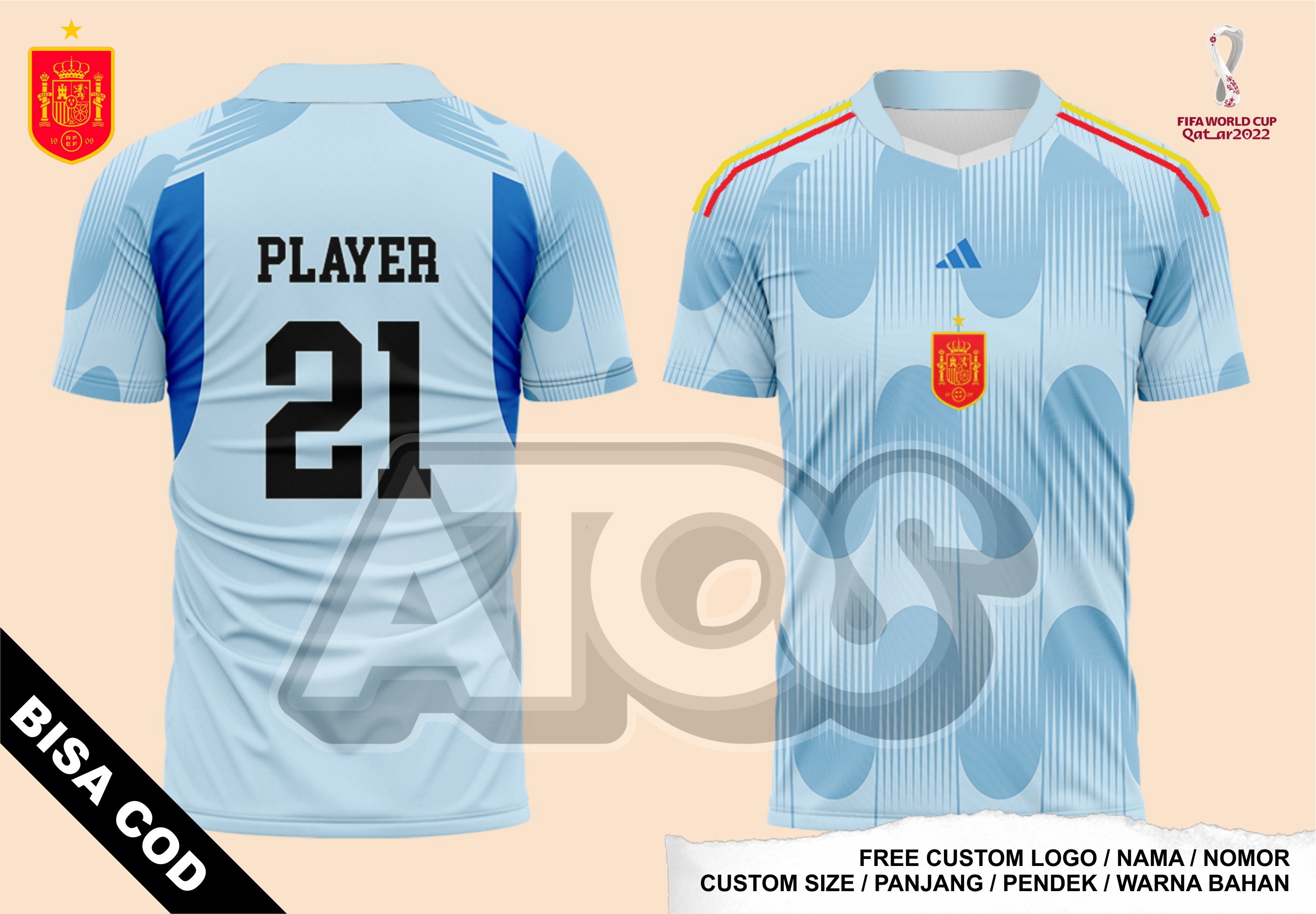 Tshirt Kaos Jersey Spain FiFA WORLD CUP Qatar 2022 Art 7 Lazada