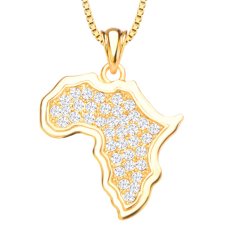 Afrika Peta Perhiasan Liontin Kristal 18 K Berlapis Emas Putih Cincin Liontin P30135