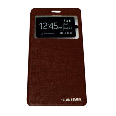 Aimi Leather Case Sarung Untuk Samsung Galaxy J1 Mini Flipshell/Flipcover - Coklat