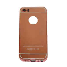Aluminum Metal Bumper Frame Mirror Plating Hard Back Case for Iphone 5 5s - Rose Gold