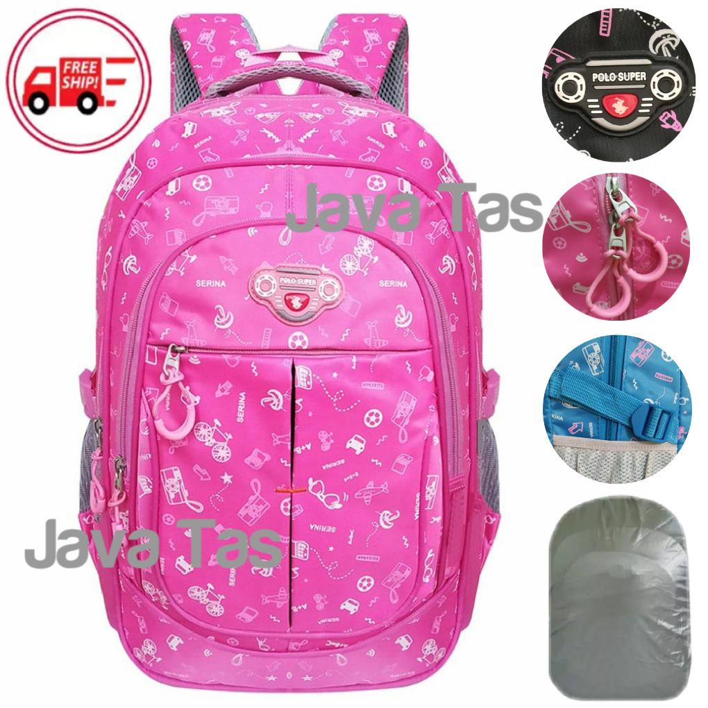 Tas Ransel New Polo Super ABG Pink Equipment Tas Pria Tas Wanita Tas Ransel Pria Tas Ransel Wanita Tas Ransel Anak Tas Anak Sekolah Import Tas Sekolah Murah Tas Laptop Tas Punggung Tas Sekolah Import + Free Raincover