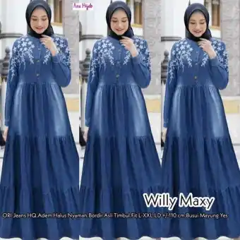 Willy Maxy Jeans Gamis Jeans Dress Baju Muslim Gamis Terbaru 2020 Modern Dress Terbaru Dress Termurah Terlaris 2020 Gamis Jeans Lazada Indonesia
