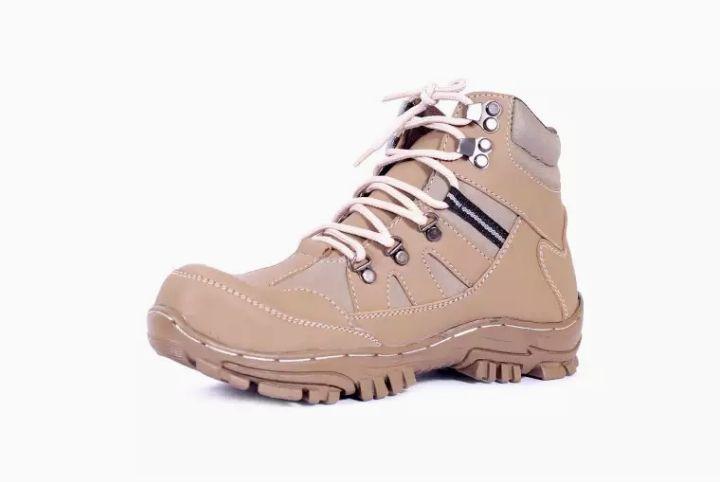 Sepatu Safety Boot Tinggi Pria Ujung Besi Crocodille Armour PDL -AthalaStore - Hitam / Coklat / Krem