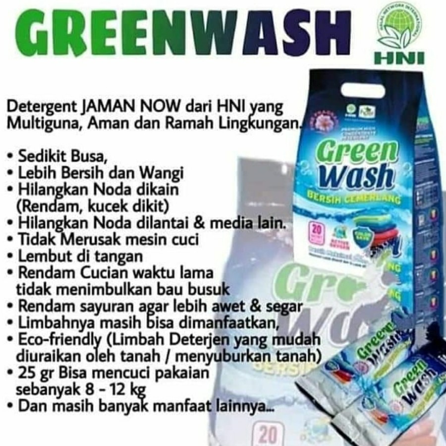 Green Wash Detergent HPAI HNI Deterjen Sabun Cuci Pakaian Ramah Lingkungan  | Lazada Indonesia