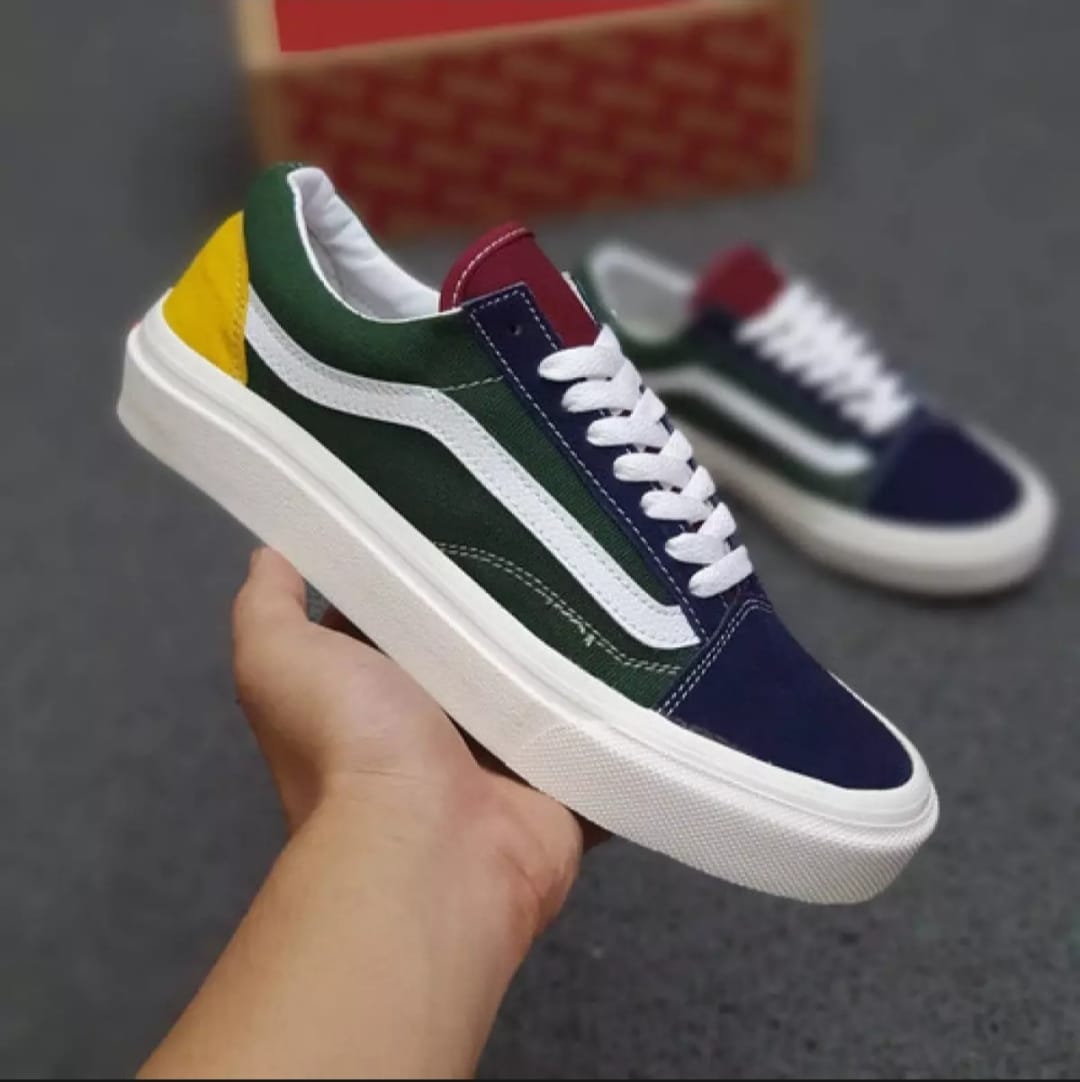 rainbow and black vans