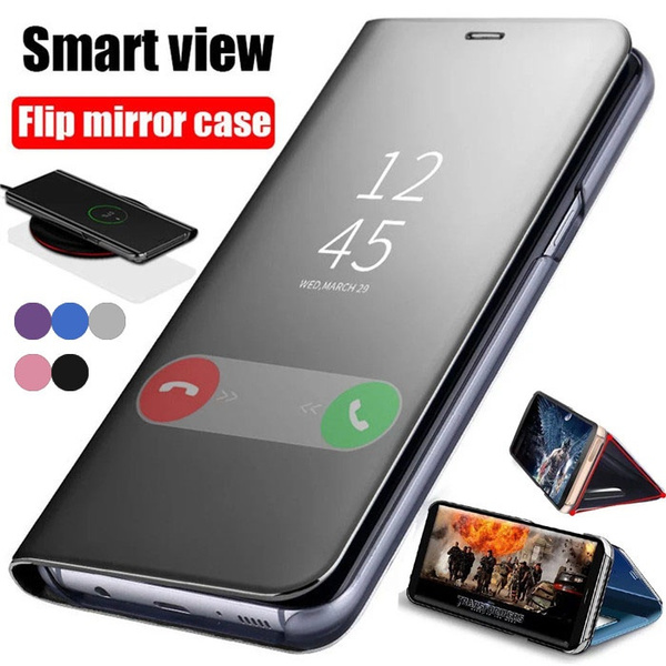 Hkess Custodia Placcatura Specchio per Oppo Realme 7i / C17 Funzione Stand Traslucido Clear View Standing Cover 360 Gradi Protezione Cassa Mirror Flip Antiurto Anti Graffio Bumper, Oro Rosa