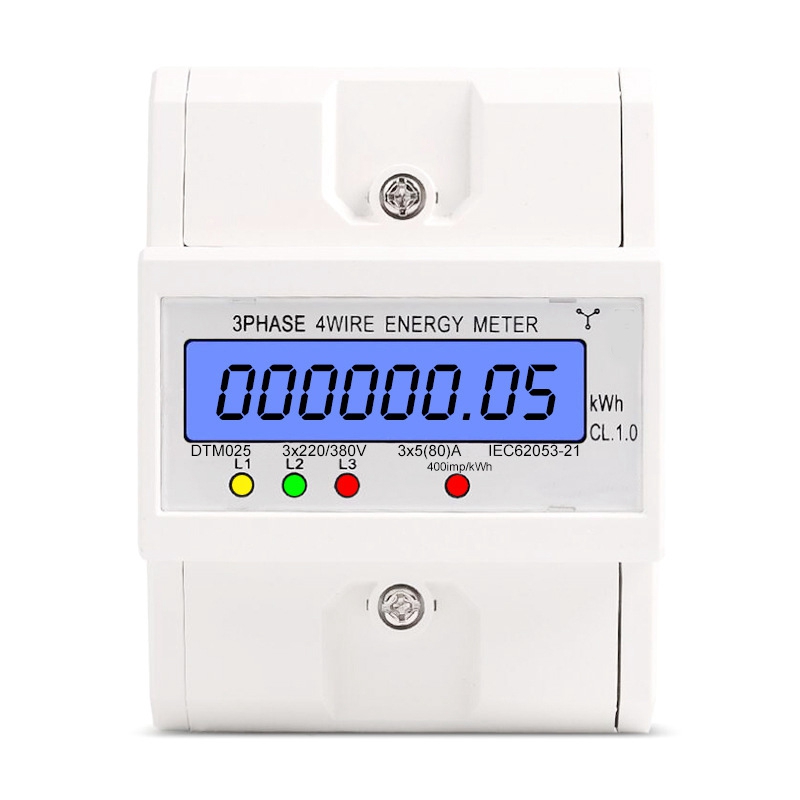 Din Rail 3 Phase 4 Wire Electronic Watt Power Consumption Energy Meter ...
