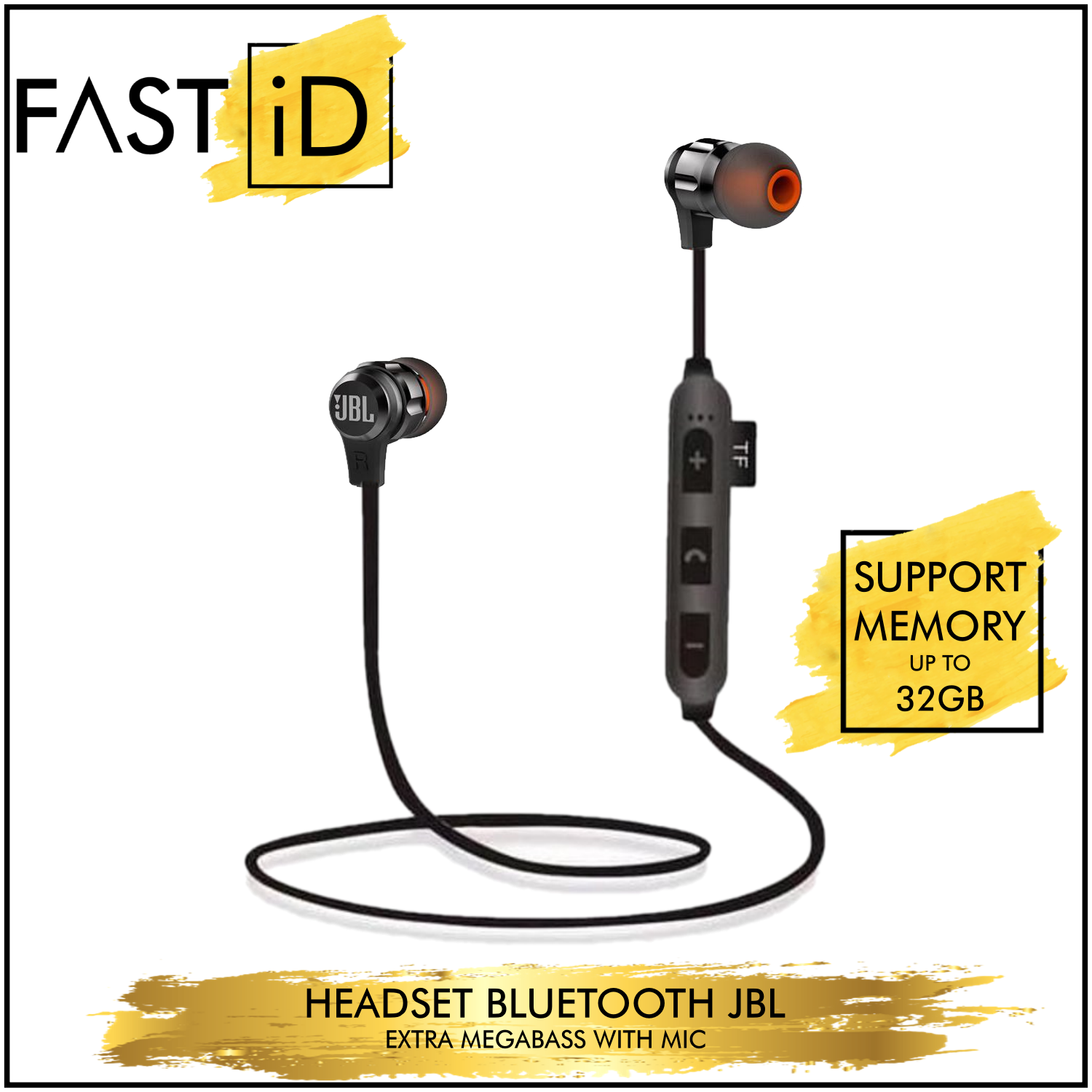 JBL AT180A Headset Bluetooth Bisa Memory Card Wireless Earphone