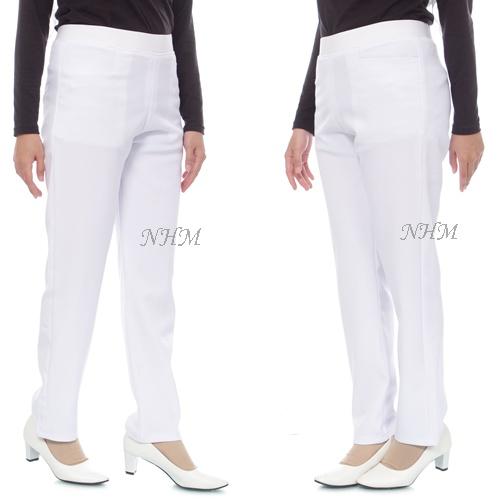 NHM Celana Putih Kerja Wanita Bahan Formal Panjang, Celana Katun