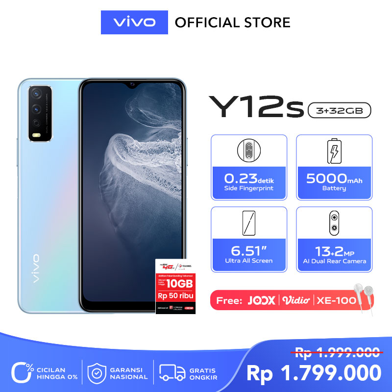 Cashback 100k Free Earphone Vivo Y12s 3 32gb Ultra Fast Side Fingerprint 5000mah Battery Lazada Indonesia
