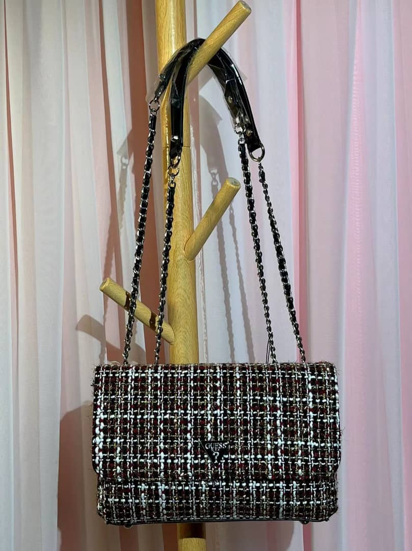 guess tweed ryan shoulder bolsa