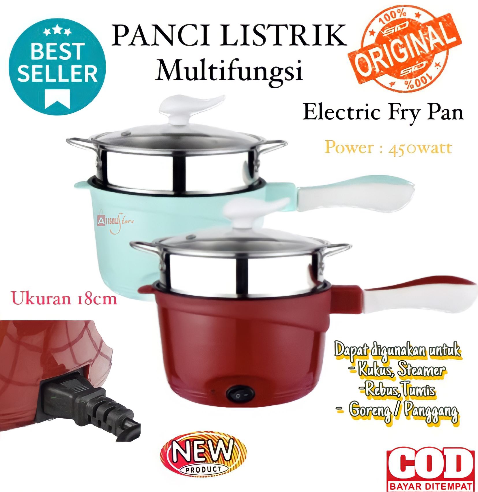 ( BISA COD ) PROMO PANCI ELEKTRIK 1.2 LITER MULTIFUNGSI / ALAT MASAK ...