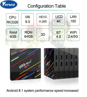 Versea H96 MAX TV Box Android 9 0 Smart Set Top Box RK3328 4GB 64GB 2 4G/5G Wifi 4K H 265 Media player