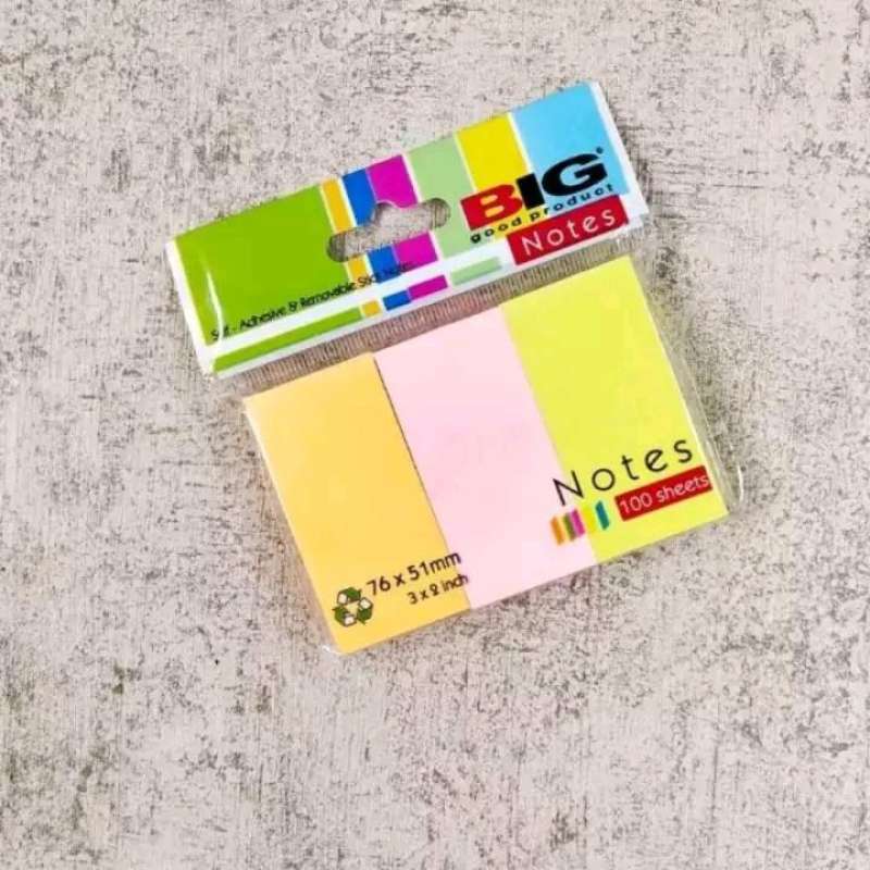 Sticky Note Polos / Post It / Kertas Memo 3 warna / 76x51mm Ready
