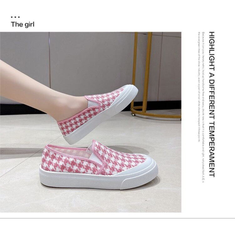 PLK TG1728 Sepatu Slip On Wanita Import Motif Zigzag Sepatu