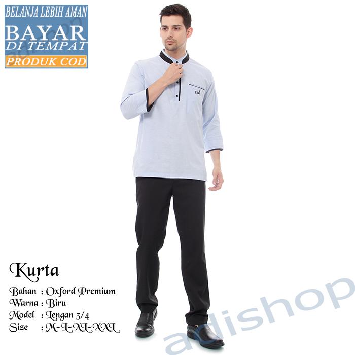 KURTA MUSLIM KASUAL LENGAN TIGA PEREMPAT / BAJU KOKO LENGAN 3/4 OXFORD PREMIUM ALFATH