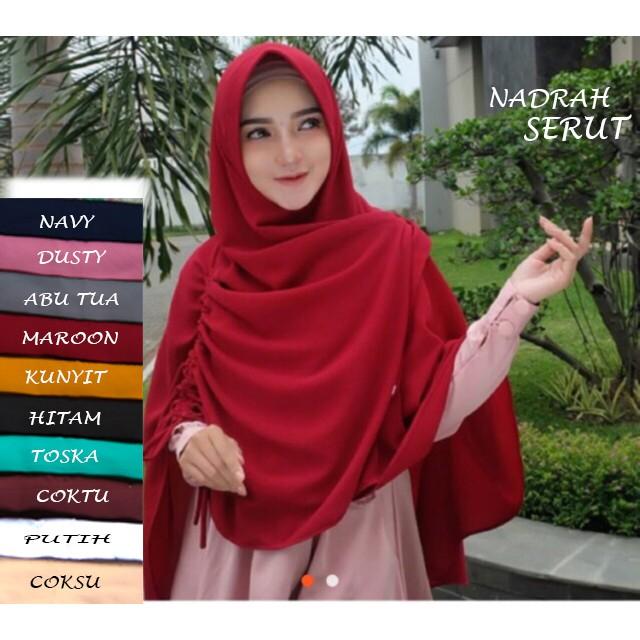NADRAH SERUT KHIMAR SAMPING POLOS HIJAB SYAR'I JILBAB INSTAN GROSIR