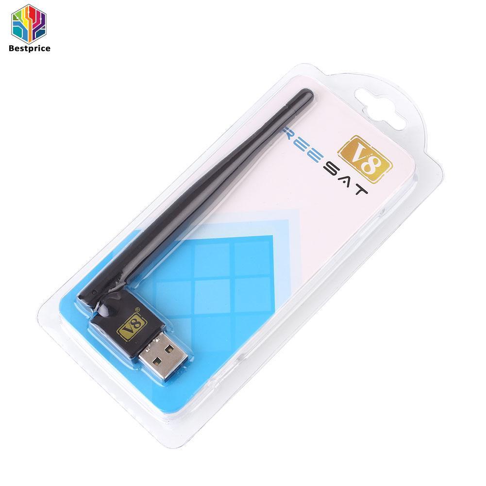 Bestprice-Mini Portabel USB 2.0 Antena Wifi Dongle untuk Penerima Televisi Satelit V8-Internasional