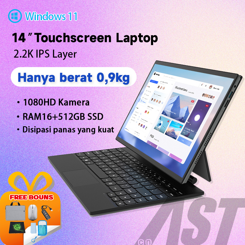 Terbaru 2024 ast laptop touchscreen 2in1 laptop 14 inch ram16g 512gb