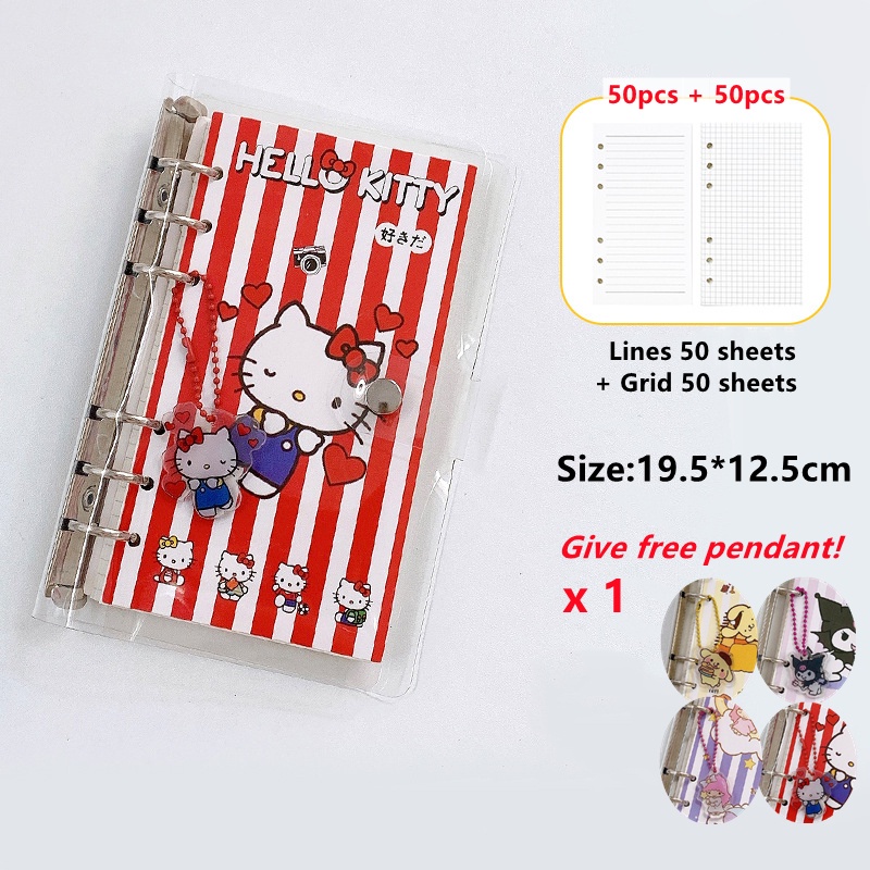 Kawaii A6 LooseLeaf Notebook 100 หน้า Sanrio การ์ตูน DIY คู่มือไดอารี่
