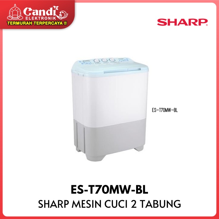 SHARP Mesin Cuci 2 Tabung Kapasitas 6,5 Kg ES-T70MW-BL | Lazada Indonesia