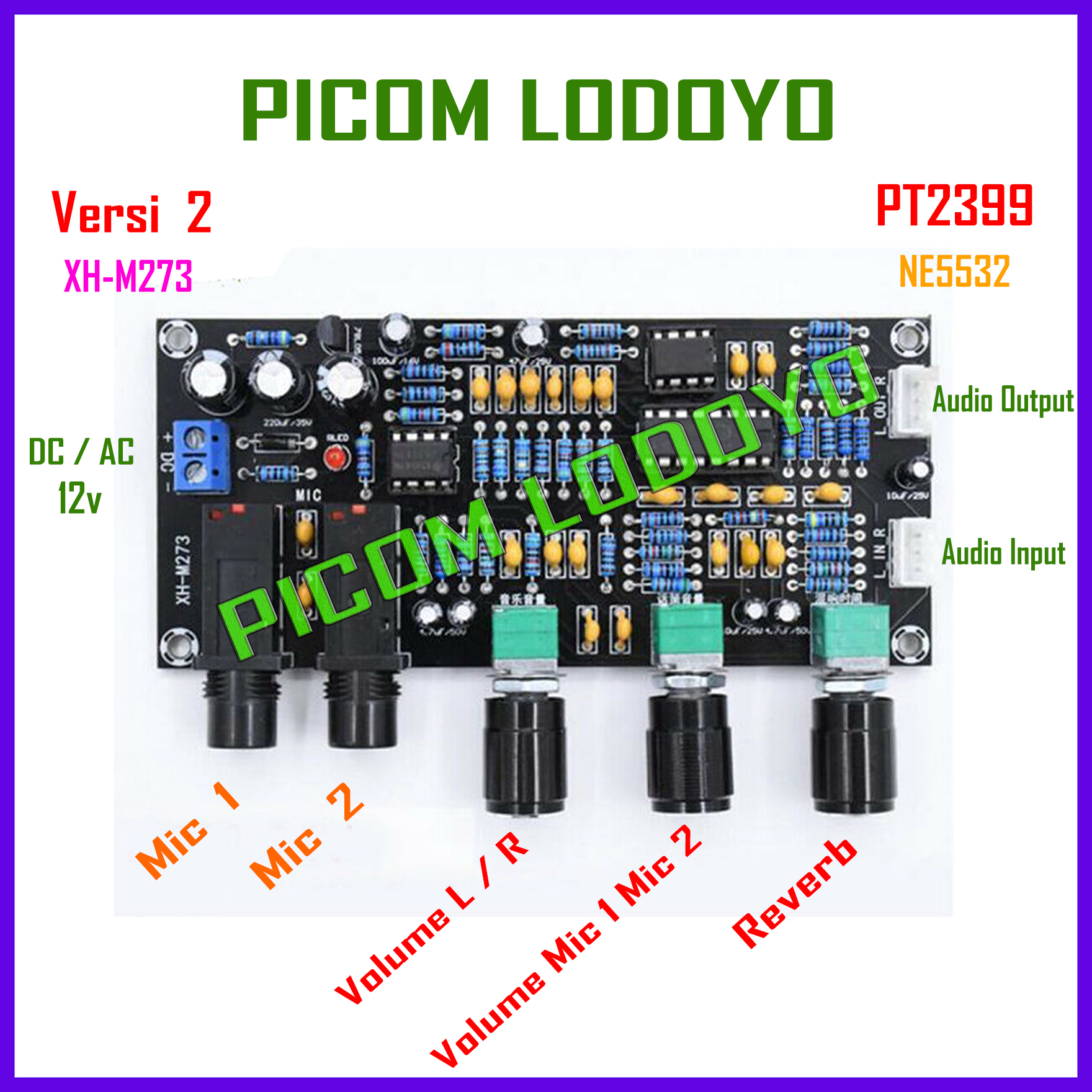 PreAmp Mic XH-M273 Versi 2 PT2399 NE5532 Microphone Reverb Echo Pre-Amp