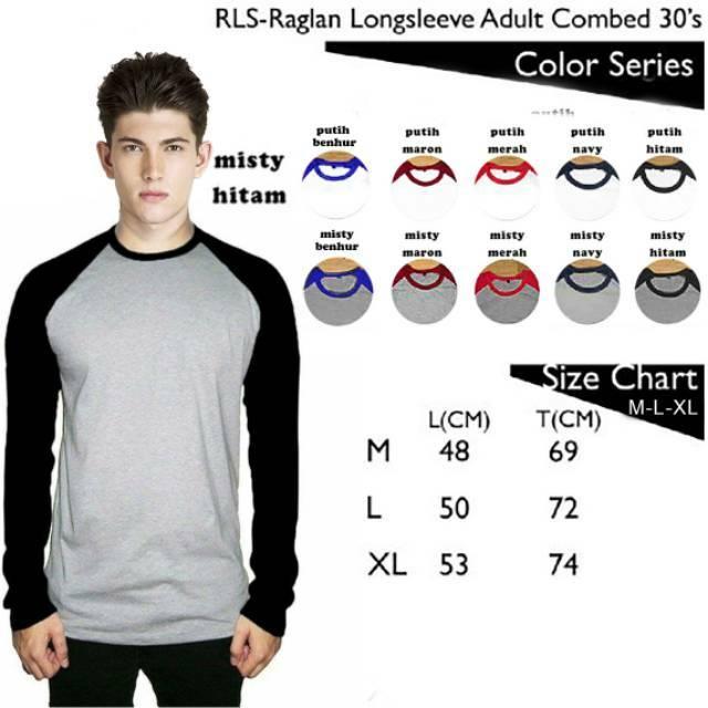 Kaos Raglan Lengan PanjangPUTIH - BIRU NAVY () (PUTIH - BIRU NAVY)
