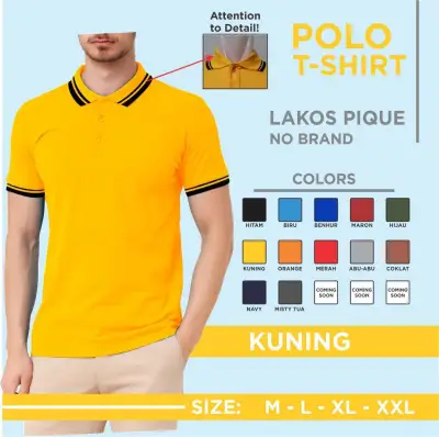 Kaos Polo Shirt Pria Kerah List // Kaos Kerah Pria Seragam Polos Lengan Pendek T shirt M L XL XXL
