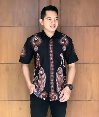 COD,Baju Batik Pria Modern / Baju Batik Terbaru / Baju Batik Kerja / Baju Batik Atasan / Baju Batik Kombinasi / Baju Batik Pria / Baju Batik Pria Kombinasi MOTIF WAYANG JOKO-WHY