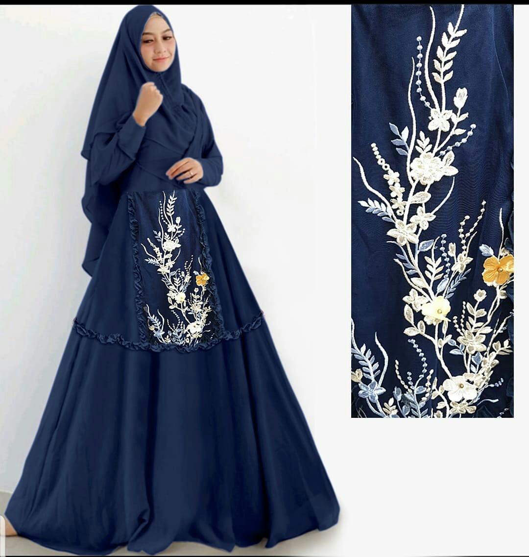 vaustine_ZR GAMIS SYARI KAYRA 3D BAHAN CERUTI BABYDOLL FULL FURING BROKAT BORDIR 3D