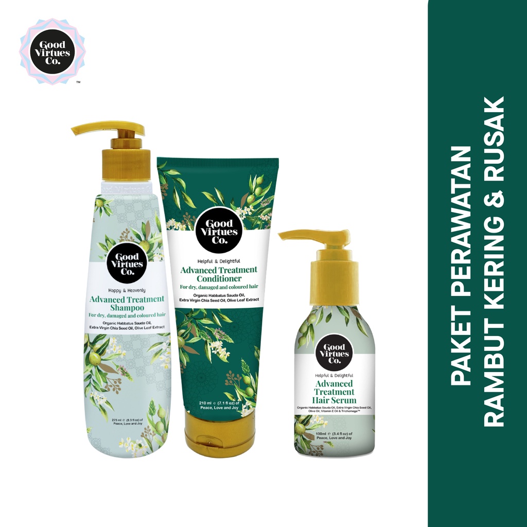 Good Virtues Co. Paket Perawatan Lengkap Rambut Kering, Rusak, Berwarna