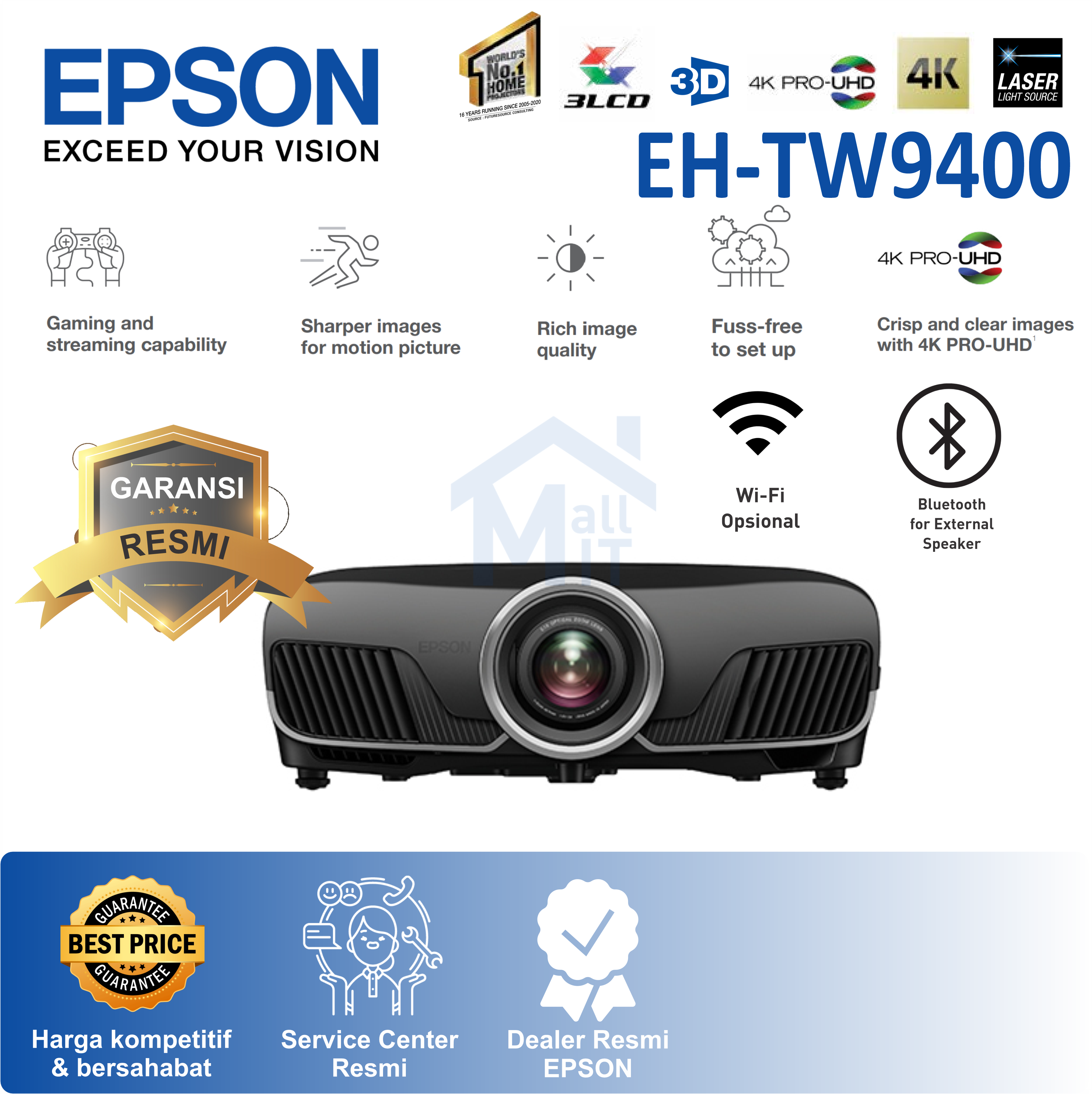 PROYEKTOR EPSON EH-TW9400 TW9400 TW 9400 4K ENHANCEMENT PRO UHD HOME ...