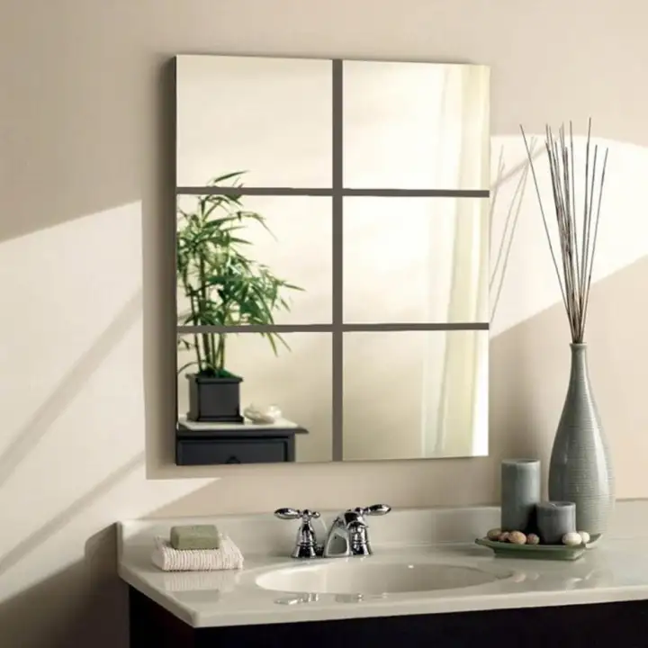 Free Hot 9 16pcs Mirror Tile Wall Sticker Square 16pcs Mirror Tile Wall Sticker