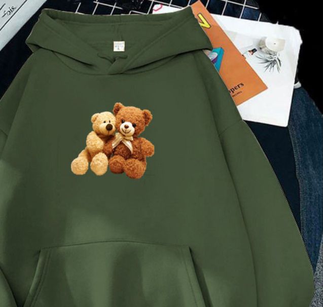 Hoodie teddy bear sweater hoodie oversize sweater cewek size l xl