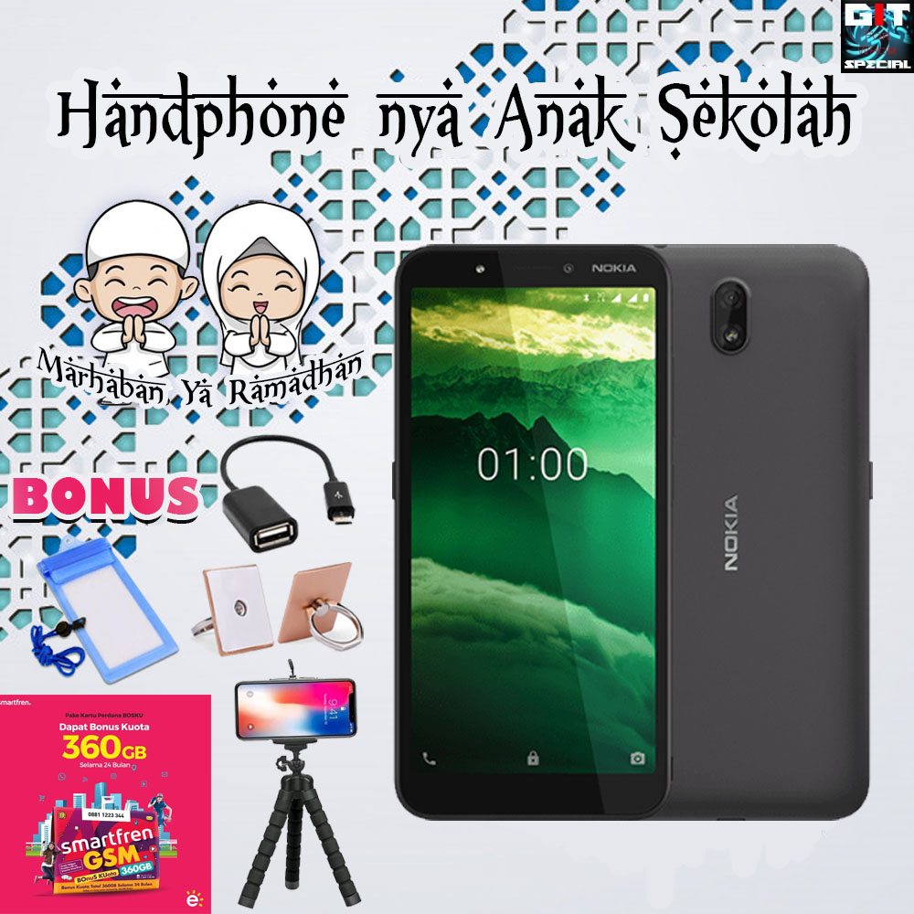 Nokia C1 2020 1GB/16 GB Garansi Resmi Android GO Handphone Anak Sekolah Bonus Kuota Internet Gratis