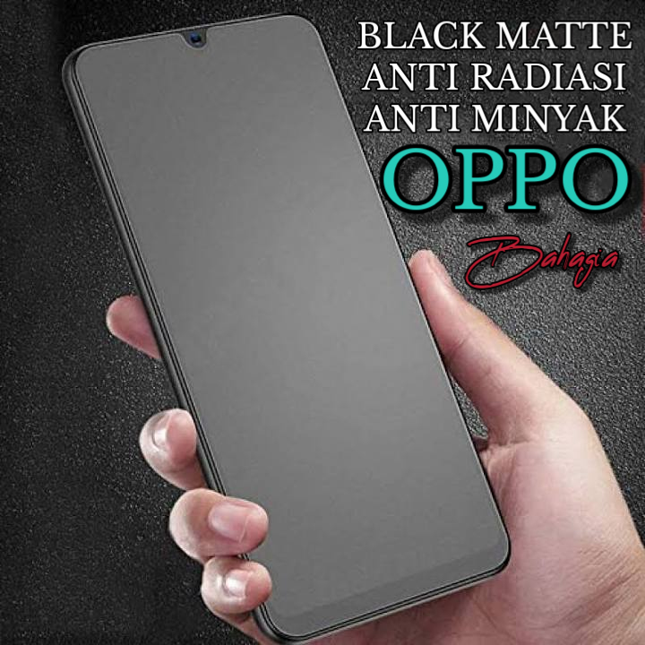 ( BLACK MATTE TEMPERED GLASS FULL LAYAR OPPO ) A12 / A54 / A11 / A53