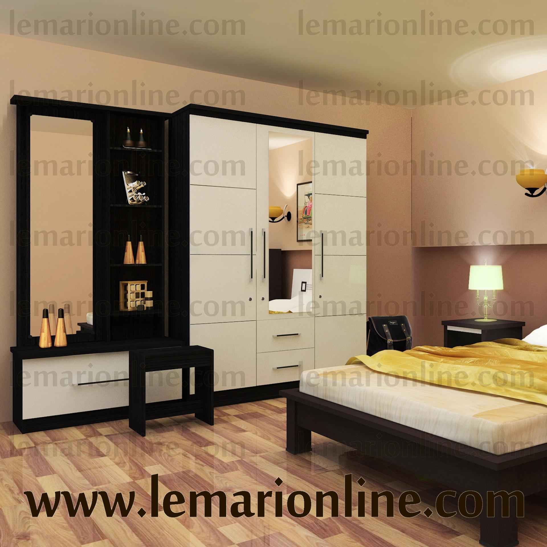 Lemari Pakaian dan Meja Rias (Paket White Glosy)