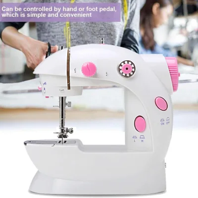 FSHEDR Mini Portable Cordless DIY Button Hand Switch Foot Pedal Sewing Machines Sew Needlework Household Stitch Set