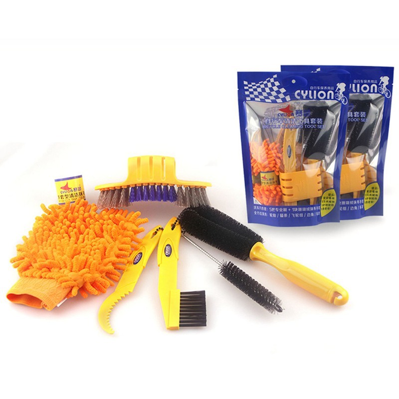 6pcs/set Bicycle Chain Cleaner Cycling Tire Brushes Portable Mountain Road Bike Cleaning Tool Set Bicycle Cleaning Gloves Malaysia