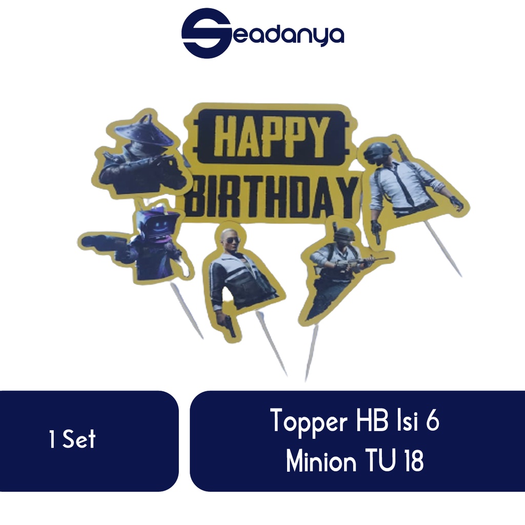 Topper HB Isi 6 Pubg/Topper PUBG/Topper Cake/Topper Kue Ulang Tahun ...